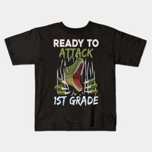 Dinosaur Kids Ready To Attack 1St Grade Boys Back To School Kids T-Shirt